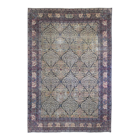 Antique Wool Hand Knotted Rug Beige Raspberry 7.0X10.5 -O066259
