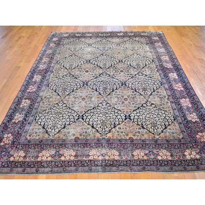 Antique Wool Hand Knotted Rug Beige Raspberry 7.0X10.5 -O066259