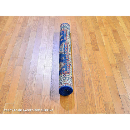 Kazak Wool Hand Knotted Rug Blue Ivory 3.9X5.9 -O066282