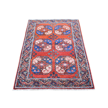 Tribal & Geometric Wool Hand Knotted Rug Red Rooibos Tea 3.0X4.9 -O066285