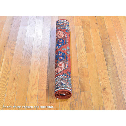 Tribal & Geometric Wool Hand Knotted Rug Red Rooibos Tea 3.0X4.9 -O066285