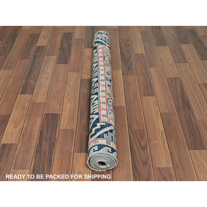 Kazak Wool Hand Knotted Rug Grey Navy Blue 4.1X5.10 -O066306