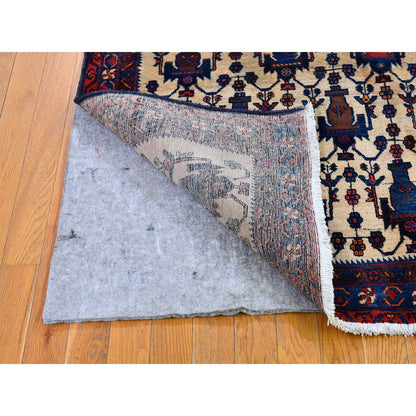 Persian Wool Hand Knotted Rug Ivory Navy Blue 4.10X7.0 -O066315