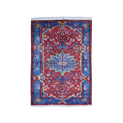 Persian Wool Hand Knotted Rug Red Denim Blue 4.3X6.2 -O066316