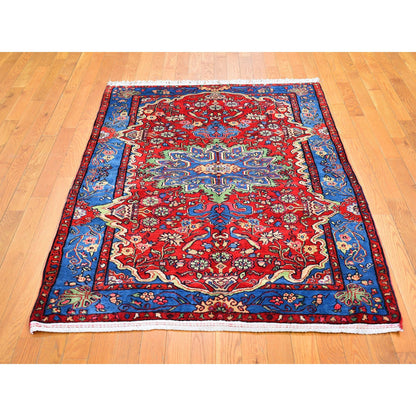 Persian Wool Hand Knotted Rug Red Denim Blue 4.3X6.2 -O066316