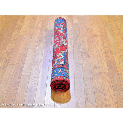 Persian Wool Hand Knotted Rug Red Denim Blue 4.3X6.2 -O066316