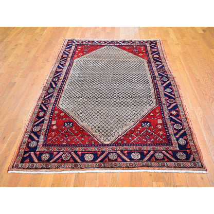 Persian Wool Hand Knotted Rug Brown Navy Blue 5.2X8.8 -O066324