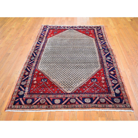 Persian Wool Hand Knotted Rug Brown Navy Blue 5.2X8.8 -O066324