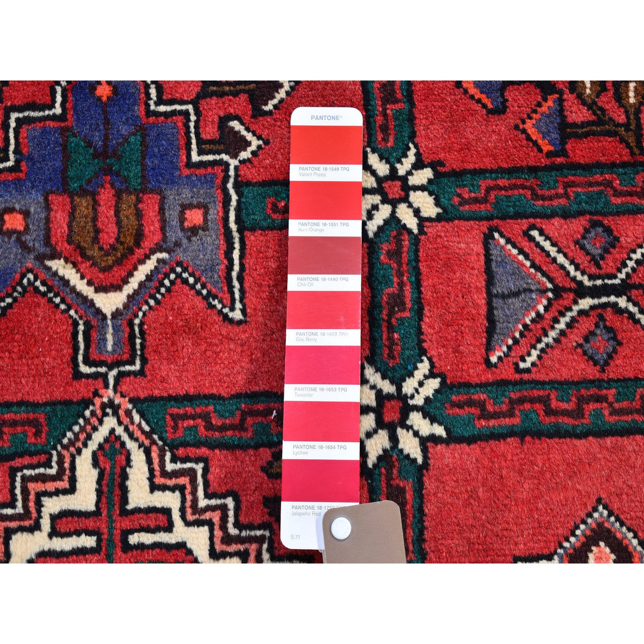 Persian Wool Hand Knotted Rug Red Denim Blue 3.5X4.10 -O066326