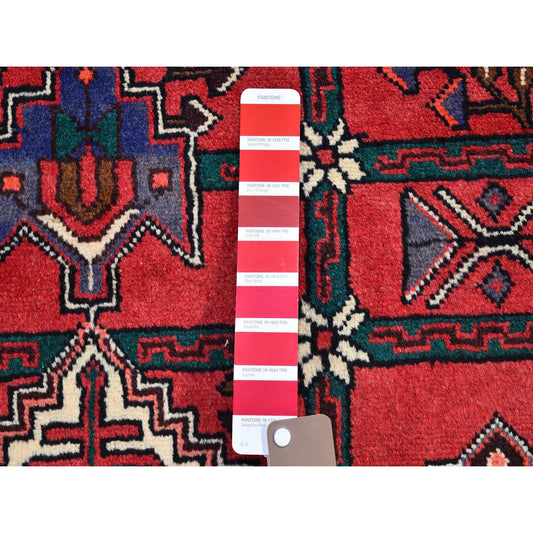 Persian Wool Hand Knotted Rug Red Denim Blue 3.5X4.10 -O066326