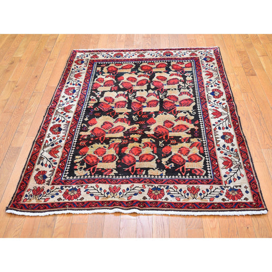 Persian Wool Hand Knotted Rug Beige Ivory 4.5X6.1 -O066328