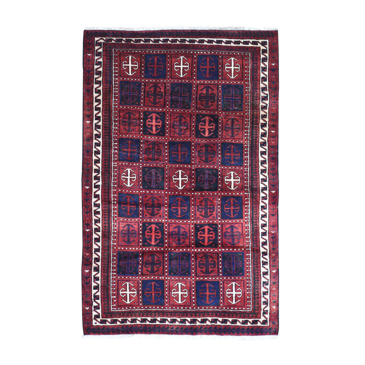 Red 5'8" x 8'6" Persian Hand knotted Wool Rug - Sku: O066341