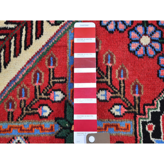 Persian Wool Hand Knotted Rug Red Charcoal Black 3.8X5.3 -O066345