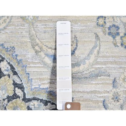 Transitional Wool & Silk Hand Knotted Rug Ivory No Border 6.0X9.2 -O066355