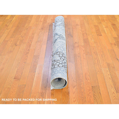 Transitional Wool & Silk Hand Knotted Rug Ivory No Border 6.0X9.2 -O066355