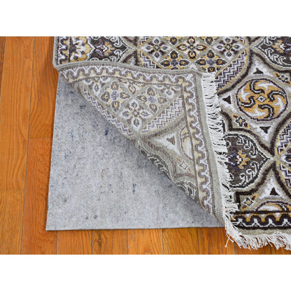 Transitional Wool & Silk Hand Knotted Rug Brown No Border 2.6X12.3 -O066357