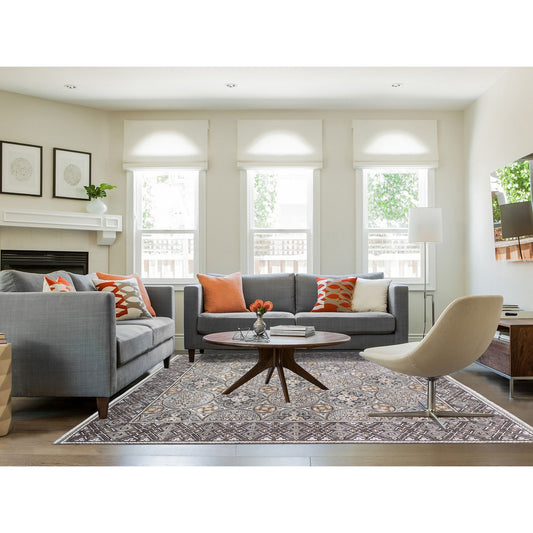 Transitional Wool & Silk Hand Knotted Rug Brown No Border 8.1X10.0 -O066363