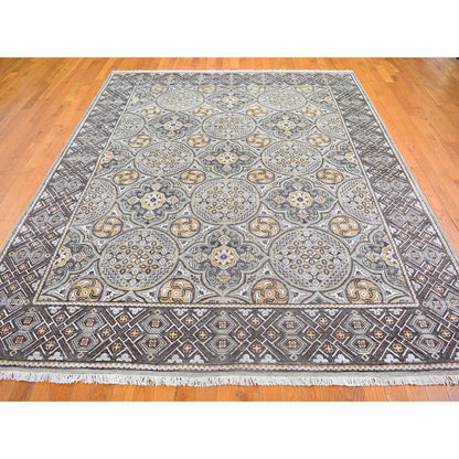 Transitional Wool & Silk Hand Knotted Rug Brown No Border 8.1X10.0 -O066363