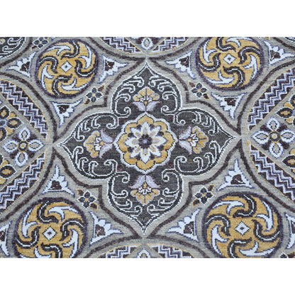 Transitional Wool & Silk Hand Knotted Rug Brown No Border 8.1X10.0 -O066363