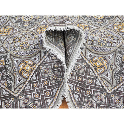 Transitional Wool & Silk Hand Knotted Rug Brown No Border 8.1X10.0 -O066363