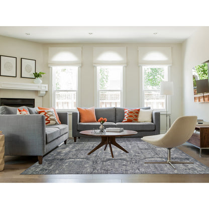 Transitional Wool & Pure Silk Hand Knotted Rug Grey No Border 12.0X15.1 -O066364
