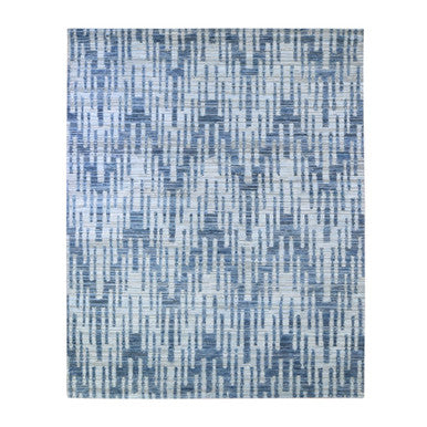 Modern and Contemporary Wool & Silk Hand Knotted Rug Blue No Border 8.0X10.0 -O066377