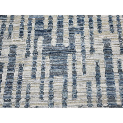 Modern and Contemporary Wool & Silk Hand Knotted Rug Blue No Border 8.0X10.0 -O066377