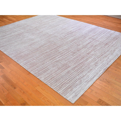 Modern and Contemporary Wool & Silk Hand Knotted Rug Pink No Border 9.1X11.10 -O066379