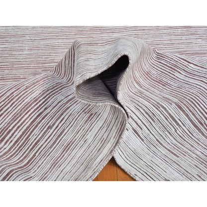Modern and Contemporary Wool & Silk Hand Knotted Rug Pink No Border 9.1X11.10 -O066379