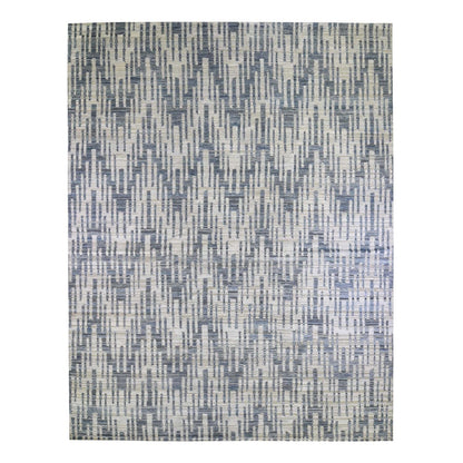 Modern and Contemporary Wool & Silk Hand Knotted Rug Blue No Border 12.1X15.3 -O066389
