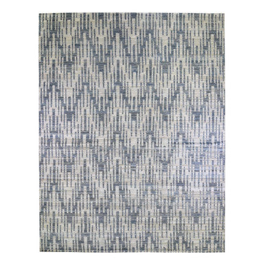 Modern and Contemporary Wool & Silk Hand Knotted Rug Blue No Border 12.1X15.3 -O066389