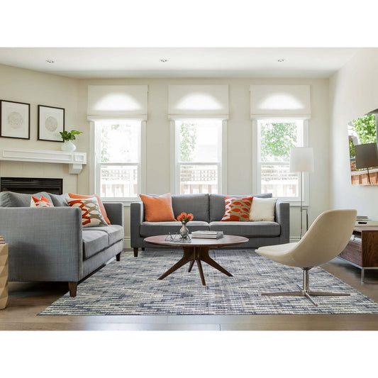 Modern and Contemporary Wool & Silk Hand Knotted Rug Blue No Border 12.1X15.3 -O066389