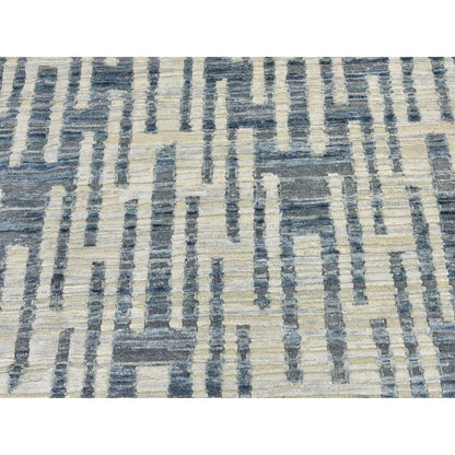 Modern and Contemporary Wool & Silk Hand Knotted Rug Blue No Border 12.1X15.3 -O066389