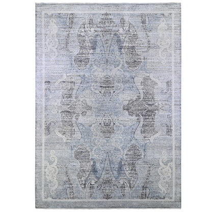 Transitional Wool & Silk Hand Knotted Rug Blue No Border 10.3X14.3 -O066392
