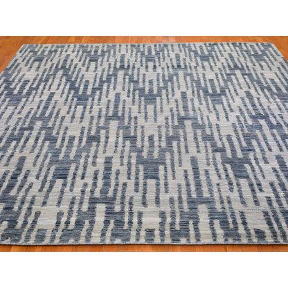 Modern and Contemporary Wool & Silk Hand Knotted Rug Blue No Border 10.0X10.0 -O066400