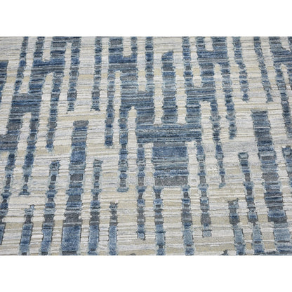 Modern and Contemporary Wool & Silk Hand Knotted Rug Blue No Border 10.0X10.0 -O066400