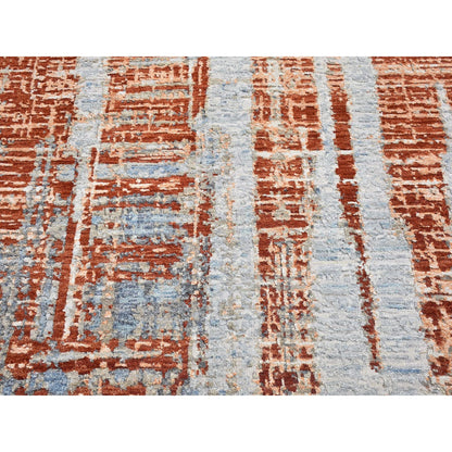Modern and Contemporary Wool & Silk Hand Knotted Rug Red No Border 9.0X12.2 -O066416