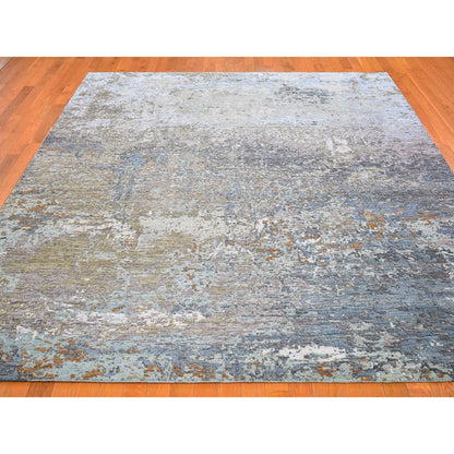 Modern and Contemporary Wool Hand Knotted Rug Blue No Border 8.1X10.0 -O066418