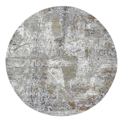 Modern and Contemporary Wool Hand Knotted Rug Grey No Border 6.0X6.0 -O066434