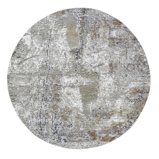 Modern and Contemporary Wool Hand Knotted Rug Grey No Border 6.0X6.0 -O066434