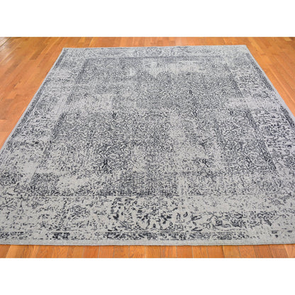 Modern and Contemporary Wool & Silk Hand Loomed Rug Grey Grey 7.10X9.9 -O066438
