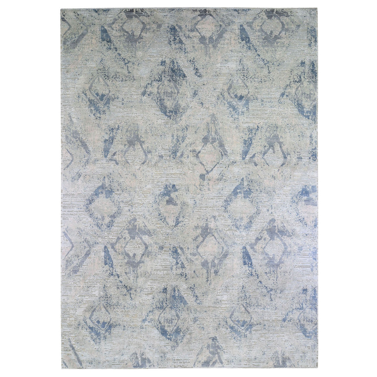 Wool and Silk Wool & Silk Hand Knotted Rug Ivory No Border 10.0X14.1 -O066443