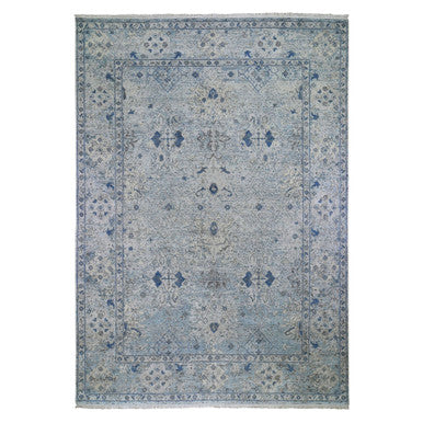 Modern and Contemporary Wool & Silk Hand Knotted Rug Ivory 9.10x14.2 -O066446