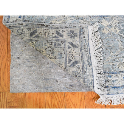 Modern and Contemporary Wool & Silk Hand Knotted Rug Ivory 9.10x14.2 -O066446