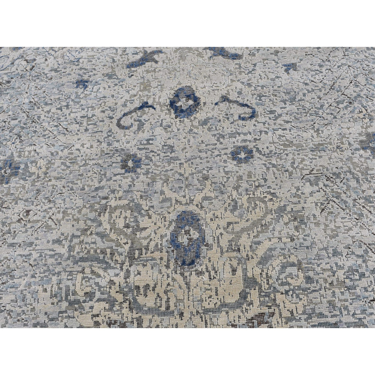 Ivory 9'10" x 14'2" Modern and Contemporary Hand knotted Wool/Silk Rug - Sku: O066446