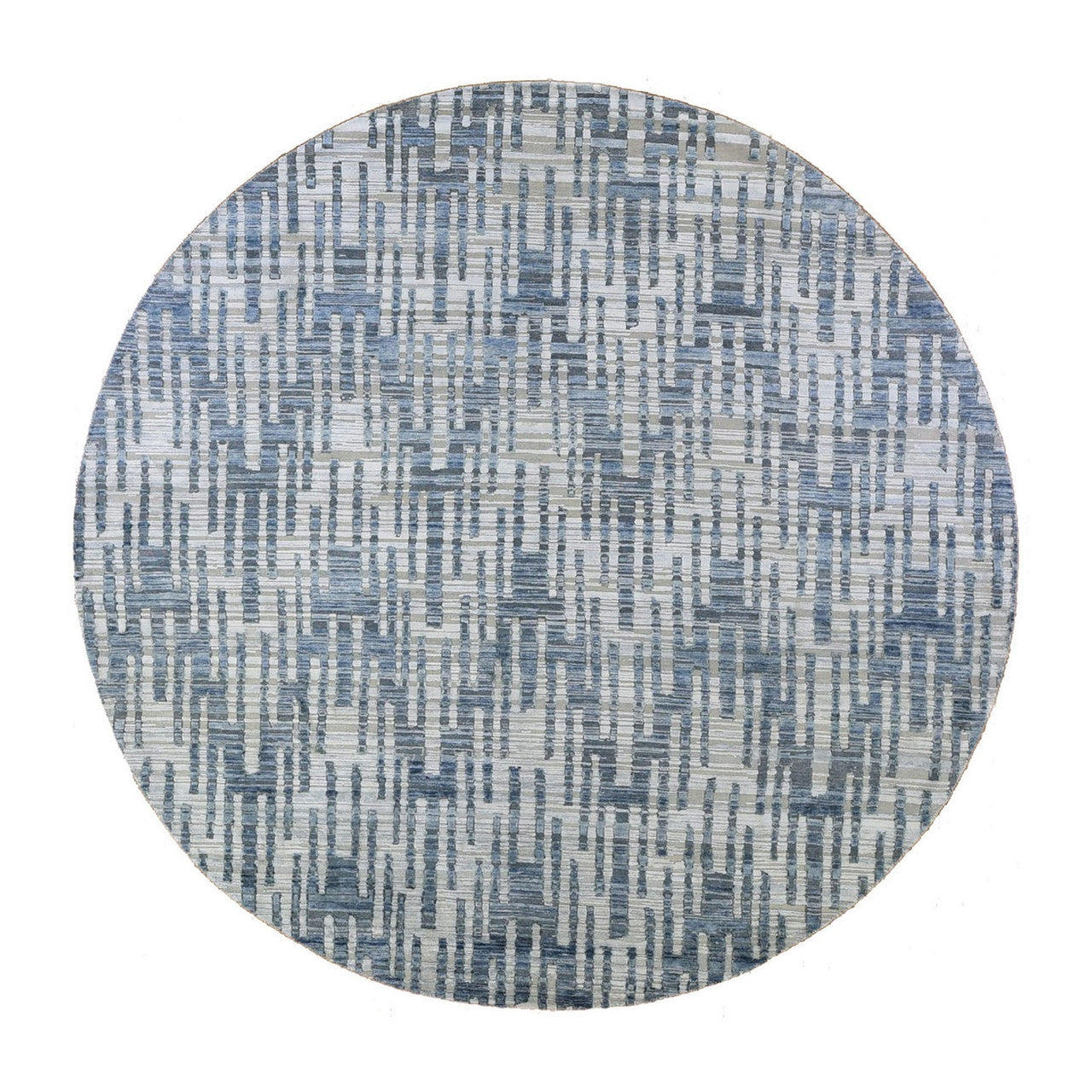 Blue 10'1" x 10'1" Modern and Contemporary Hand knotted Wool/Silk Rug - Sku: O066465