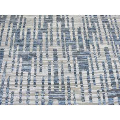 Modern and Contemporary Wool & Silk Hand Knotted Rug Blue No Border 10.1X10.1 -O066465