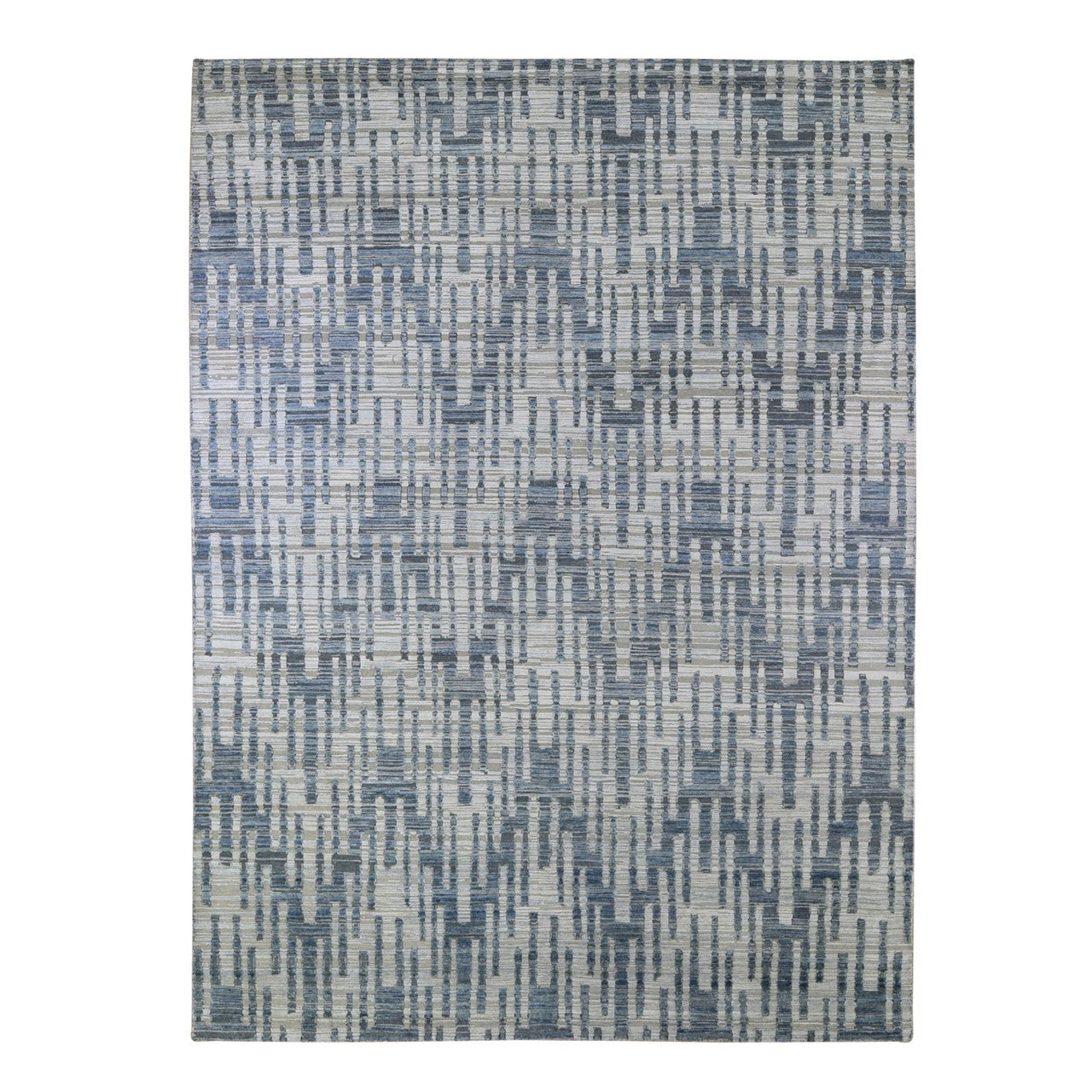 Blue 9'0" x 12'2" Modern and Contemporary Hand knotted Wool/Silk Rug - Sku: O066471