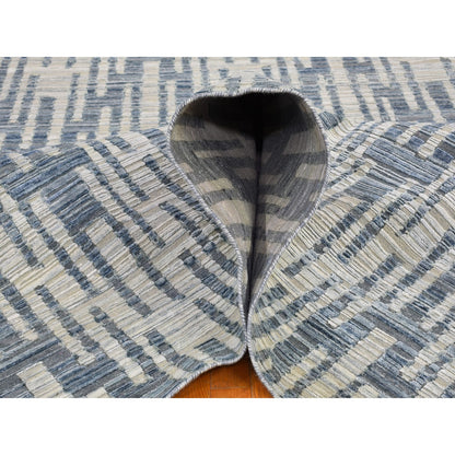 Modern and Contemporary Wool & Silk Hand Knotted Rug Blue No Border 9.0X12.2 -O066471