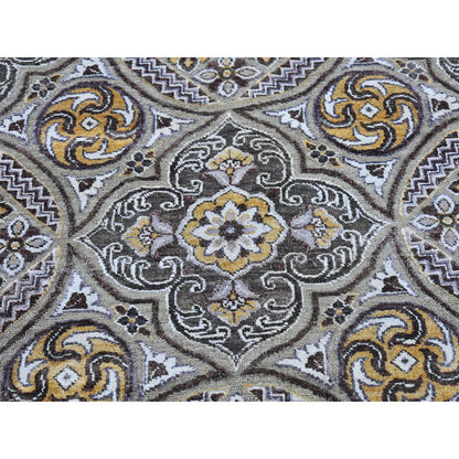 Transitional Wool & Silk Hand Knotted Rug Brown No Border 9.1X12.0 -O066476
